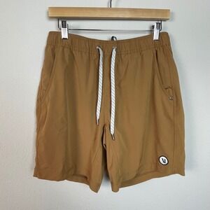 Vuori Men's Athletic Shorts Tan Elastic Waist Drawstring Size Medium Performance